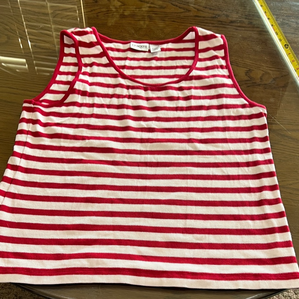 Chico's Red and White Striped Top